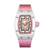 BONEST GATTI Women Automatic Watches Luxury Ladies Tonneau Mechanical Wristwatch Sapphire Fluororubber Strap Butterfly Clasp