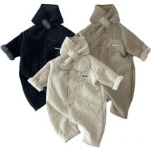 Koreanische Baby Overall Schal Set Herbst Winter Lamm Wolle Strampler für Jungen Mädchen Kleinkind Infant Kleidung Lose Neugeborenen Onesie 2Pcs