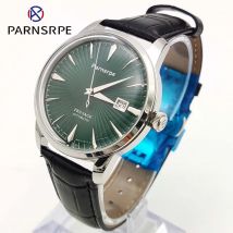 Herren Casual Fashion mechanische Uhr nh35 Uhrwerk hochwertige schwarze Leder armband wasserdichte Automatik uhr