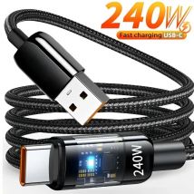 Cavo di ricarica super veloce da USB a tipo C da 240 W QC 3.0 per Samsung Xiaomi Huawei Cavo dati per caricabatterie per telefono con display digitale a LED OPPO