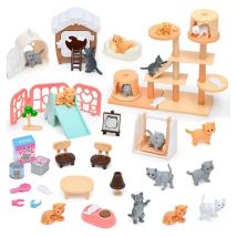 Katze Teil Haustier Set Kawaii Artikel Kinder Spielzeug Miniatur Puppenhaus Zubehör Dolly Möbel Für Haus DIY Geburtstag Geschenke