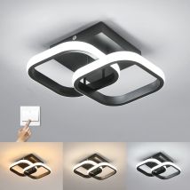 Lampada da soffitto a LED nera Lampada da soffitto a LED per interni moderni Plafoniera quadrata in acrilico Controllo da parete a tre colori per corridoio