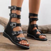 Sandalen De Punta Abgown Para Damen, Zapatos De Gladiador Planos mit Blumenmuster, informelle Para Exterores,