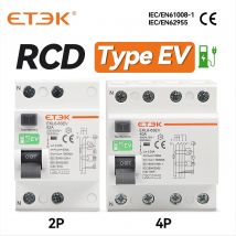 ETEK FI-SCHUTZSCHALTER Typ EV 2P 4P Fehlerstromschutzschalter für Auto Evse Chargeing Station RCD 40A 63A 30ma EKL6-63EV 10KA Din Schiene