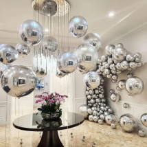 10-32inch 4D Round Foil Balloons 4D Metallic Silver Gold Red Round Foil Helium Balloons Birthday Party Wedding Baby Shower Decor
