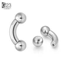 1 Stück ASTM F136 Titan gebogener Langhantel-Nasenring, große Größe 0–12 g, mit Kugeln, Ohrring, Lippenbolzen, Augenbrauen, Labret-Piercing