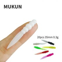 MUKUN 20PCS Neue Mini Weiche Angeln Locken 0,3g/35mm Silikon Köder Swimbait Wobbler Wurm bass Karpfen rockfishing Angelgerät