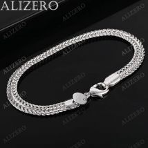 ALIZERO 925 Sterling Silver Bracelet 6mm Snake Chain Bracelets For Women Men Fashion Fine Jewelry