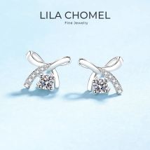 Daughter Birthday Gift 18K White Gold Girl Friend Valentine's Day Earrings 0.2CT Moissanite Diamond PT950 Women Wedding Party