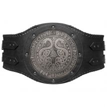 Cintura in pelle PU goffrata larga stile vichingo con accessorio per cintura in vita con armatura da cavaliere rinascimentale in stile nordico medievale adatto per