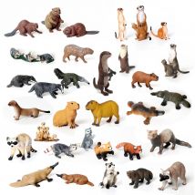 Simulation Handbemalte Waldtierfiguren Otter Erdmännchen Biber Waschbär Dachs Capybara Modell Dekor Sammler Geschenk Spielzeug