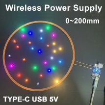 USB 5V 200mm Wireless Power Supply Transmitter Coil 5x Receiver LED Induction Light Lamp DIY Model Gundam Diorama Robots Toy Car