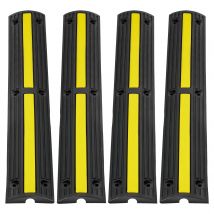 SucceBuy Rampa di protezione per cavi da 3,28 piedi 4 pezzi 1 canale 18000 libbre/capacità dell'asse Bumps di velocità in gomma resistente per aree residenziali