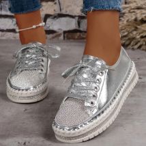 2025 neue Frauen Casual Schuhe Mode Strass Kristall Plattform Slip-on Frauen Wohnungen Luxus Bequeme Frauen Turnschuhe Größe 35-44