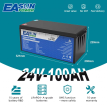 EASUN 12V 24V LiFePO4 Battery 100AH 200AH Lithium Iron Phosphate Batteries BMS Touring Car Solar RV Campers EU Stock Tax Free
