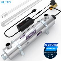 ALTHY Purificatore filtro sistema sterilizzatore acqua ultravioletta UV per tutta la casa + interruttore di controllo flusso intelligente Acciaio inossidabile 12GPM