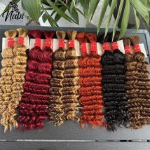 Nabi Boho-Zöpfe, Echthaar, 50 g/Bündel, tief gewelltes Haar, brasilianisches Echthaar, 6 Bündel, voller Kopf für schwarze Frauen