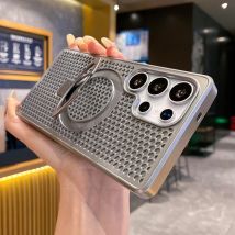 Magnetische Metallfalte Ständer Wärmeableitung Handyhülle für Samsung S25 S24 S23 Ultra FE S22 Plus 5G Luxus Schutz Rückseite