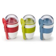 Joie Portable Breakfast Cups Oatmeal Cereal Nut Yogurt Salad Cup Container Set with Spoon Lunch Box Food Storage Bento Box