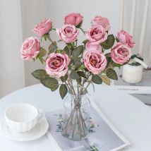 Künstliche Blumen Seidenrosen Blumenstrauß für Hochzeit Zuhause Tischdekoration Manuelle Blumenarrangements Vasenfüllung Dekorative Produkte