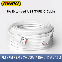 NNBILI 3m/5m/14m Cavo di ricarica extra lungo tipo C Cavo di prolunga per caricabatterie per cavo dati per telefono cellulare Samsung Xiaomi Huawei