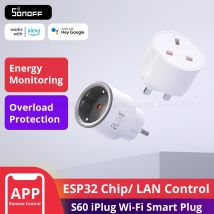 SONOFF S60 EU/UK WiFi Smart Plug z monitorem zasilania Gniazdo Inteligentne gniazdo Ochrona przed przeciążeniem Timer dla Alexa Google Home Alice