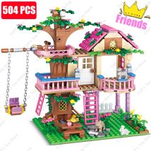 2024 mädchen Freundschaft Baum Haus Villa Schloss Bausteine Klassische Freunde Mädchen Modell Figuren Spielzeug Für Kinder Geburtstag Geschenk