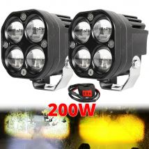 Faretti LED bicolore da 3 pollici super luminosi 200W Lampada fendinebbia Accessorio per faro per moto camion auto SUV ATV 30000LM 24V 12V