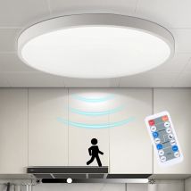 Plafoniera LED da 24 W con sensore di movimento e luce, 4000 K, dimmerabile, telecomando per soggiorni, corridoi, scale e altro ancora
