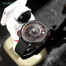 Dalkomm 2024 design neue mechanische uhr nh35 planet thema automatische uhr herren leuchtende zeiger 100m wasserdichtes gummiband