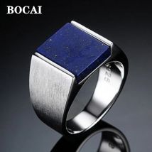 BOCAI Neue 100% Reinem S925 Silber männer Ring Intarsien Mit Natürlichen Lapis Lazuli Schmuck Mode