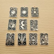 10pcs Sun Moon Tarot Charm for Jewelry Making Enamel Necklace Pendant Bracelet Phone Accessories Diy Craft Supplies Alloy Metal