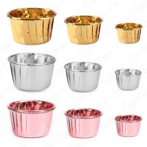 50 sztuk / opakowanie Złota folia Srebrna muffinka Cupcake Liner Cake Wrappers Baking Cup Tray Case Cake Paper Cups Pastry Tools Party Supplies