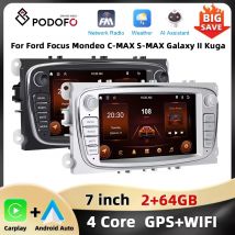 Podofo 7 ''Android odtwarzacz multimedialny dla C-MAX Ford Focus Mondeo S-MAX GPS GPS Galaxy II Kuga Navigation 2 + 64G Carplay Android Auto