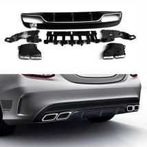 Heckstoßstangen-Diffusorlippe mit Auspuff für Mercedes Benz C-Klasse W205 4-Türer Sport C200 C250 C300 C350 C400 C43 2015–2018