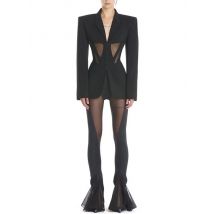 HIGH STREET Newest 2026 Designer Blazer Suit Women's Perspective Gauze Patchwork Blazer Pencil Pants