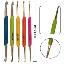 Manico in silicone Doppia testa Uncinetti in alluminio Tessuto per maglieria Aghi per uncinetto Strumenti per cucire 5 pezzi/set