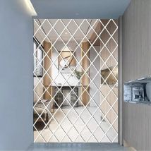 Rautenförmige 3D-Spiegel-Wandaufkleber, mehrteilige Kombination, Spleißaufkleber für die Wanddekoration, Acryl-Spiegelaufkleber