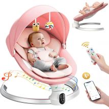 Altalena elettrica per bambini Altalena per bambini con 3 timer, Applicazione e telecomando Transat, 5 velocità di altalena, 10 musica, Bluetooth, rosa