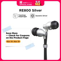 HIFIMAN RE800 Plata Controlador dinámico con diafragma de topología Ajuste ergonómico Auriculares intrauditivos de alta fidelidad con cable para audiófilos