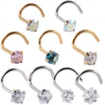 1pc chirurgischen Stahl verdrehte Nasen stecker Haken Zirkon cz Nase Knochen bolzen Schrauben ring Nasenloch Körper Piercing Schmuck 20g