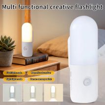 Bewegungsmelder, LED-Nachtlicht, wiederaufladbar, magnetischer Scheinwerfer, 3 Farben, dimmbar, Wandleuchte für Schlafzimmer, Wohnzimmer, Treppenschrank