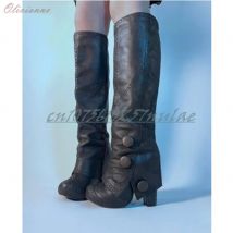 Retro Style Elegant Black Mid Calf Boots Round Toe Buckle Decor Chunky High Heel Fashion 2025 Hot Girl Women Shoes Para Mujere
