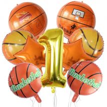 9Pcs Basketball Ballon Set Digitale Aluminium Film Ballon Sport Basketball Party Liefert Basketball Geburtstag Party Dekoration
