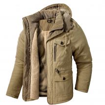Parka in pile invernale da uomo caldo giacche antivento cappotto Parka con cappuccio spesso fodera in pelliccia da uomo capispalla giacca imbottita in cotone casual