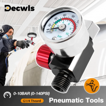 1/4"-NPT-Luftdruckregler-Set, Lufteinstellventilregler mit Manometer für Spritzpistolen und Zubehör für pneumatische Werkzeuge, 0–140 PSI