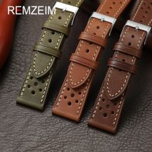 Vintage handgemachte erste Schicht Rindsleder Armband 20mm 22mm Uhrenarmbänder Armband Männer Frauen atmungsaktive Uhrenarmband