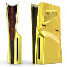 Frontplatte für PS-5 SLim Disc Edition Cover mit Lüftungsschlitzen für Sony PS-5 Slim Staubdichte Schutzplatten Galvanik Golden