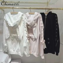 Herbst 2025, neue japanische Liz, niedliches Kaninchenohr, Spitze, Kapuzenpullover, süßes Mädchen, Frauen, lose Krawatte, lange Ärmel, Lolita-Jacke