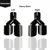 Universal model 304 stainless steel imported dual cylinder car exhaust tailpipe muffler outlet glossy black Y-shaped